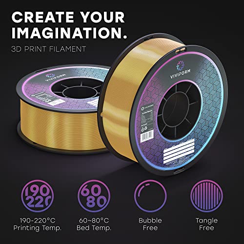 Viviform silk PLA Filament für 3D Drucker | 1kg Rolle | ∅1,75mm +/- 0,03mm | Gold metallic