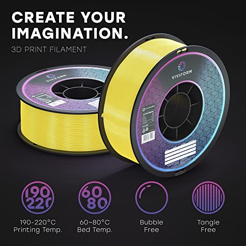 Viviform silk PLA Filament für 3D Drucker | 1kg Rolle | ∅1,75mm +/- 0,03mm | Gelb